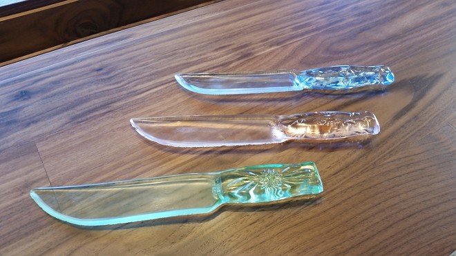 Owner Steve Brown's glass knife collection - PHOTO BY FAIYAZ KARA
