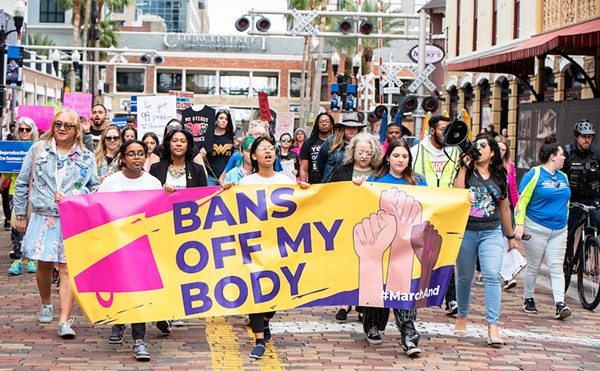 Marchers on Orlando's Church Street during the January 2023 rally marking the 50-year anniversary of Roe v. Wade.