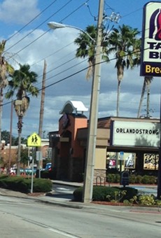 Taco Bell on 17-92 still has 'OrlandoStrong' on the marquee
