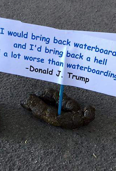 Florida artist decorates dog poop with Donald Trump quotes