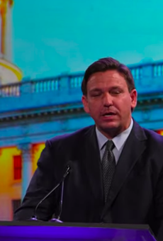 Florida Governor Ron DeSantis mocked mask requirements during a speech at a conservative policy conference in Utah.
