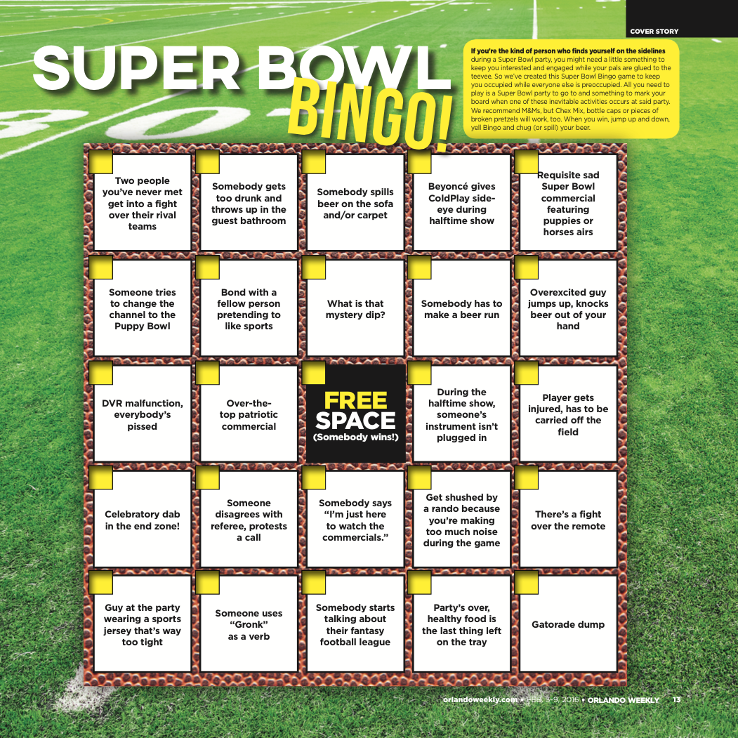 Super Bowl bingo 