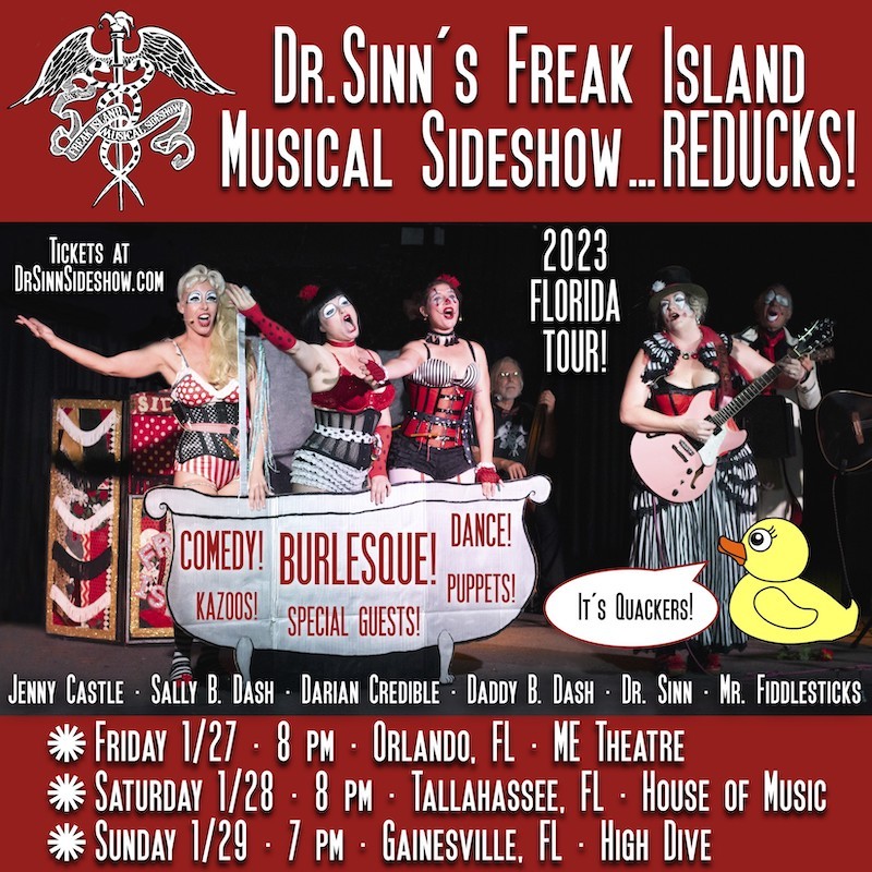Dr. Sinn's Freak Island Musical Sideshow 2023 Florida Tour!
