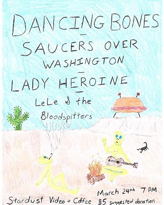 Dancing Bones, Saucers Over Washington, Lady Heroine, LeLe and the Bloodspitters