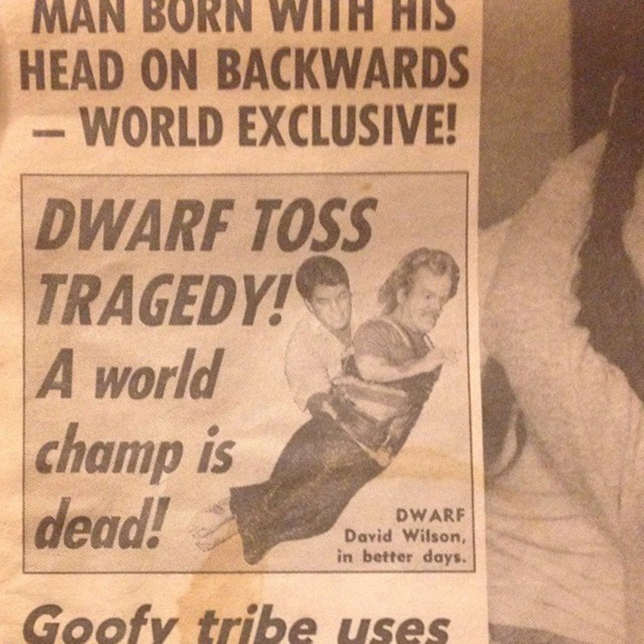You could die after a vigorous round of dwarf tossing, which was banned in Florida in 1989.
Photo via Instagram user surruh_ferg