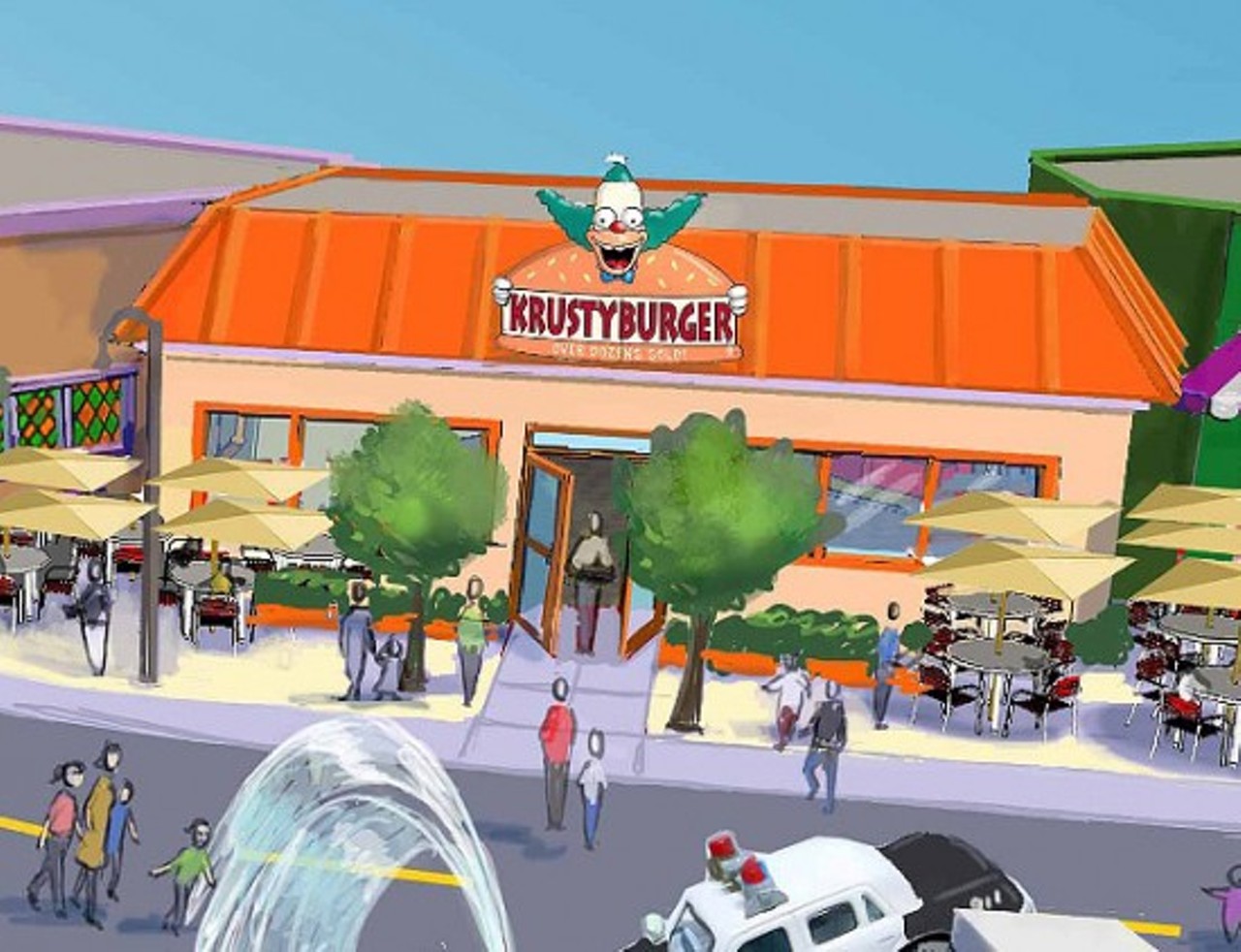 And no Springfield would be complete without a Krusty Burger. This is the Universal sketch of the one they'll have ...