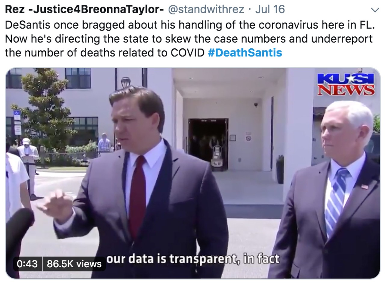 As coronavirus cases mount in Florida, #DeathSantis trends on Twitter