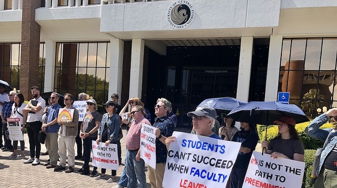 Students and faculty at UCF rally in support of faculty's contributions to student success as the administration flip-flops on salary increase for professors.