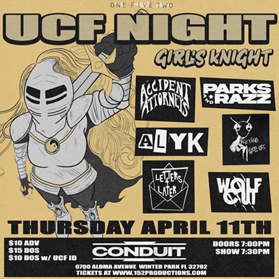 UCF Night Girl's kNight: Accident Attorneys, Letters 4 Later, Alyk, Parks and Razz, Wolf Cut, Preying Mantease